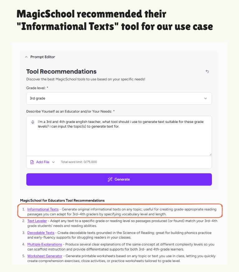 MagicSchool Tool Selection